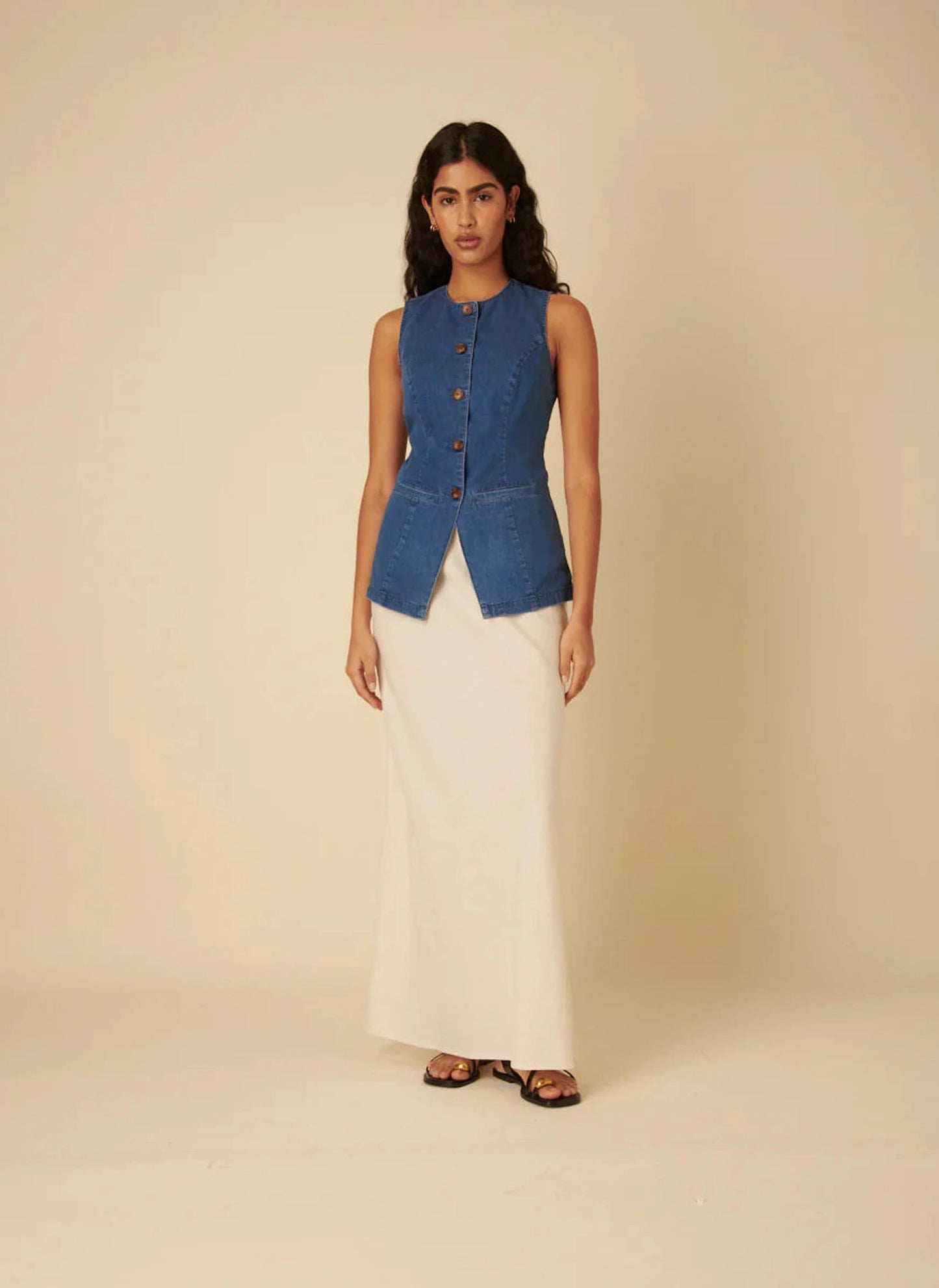 Mid-Wash Denim Wade Waistcoat