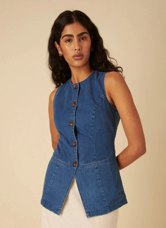 Mid-Wash Denim Wade Waistcoat