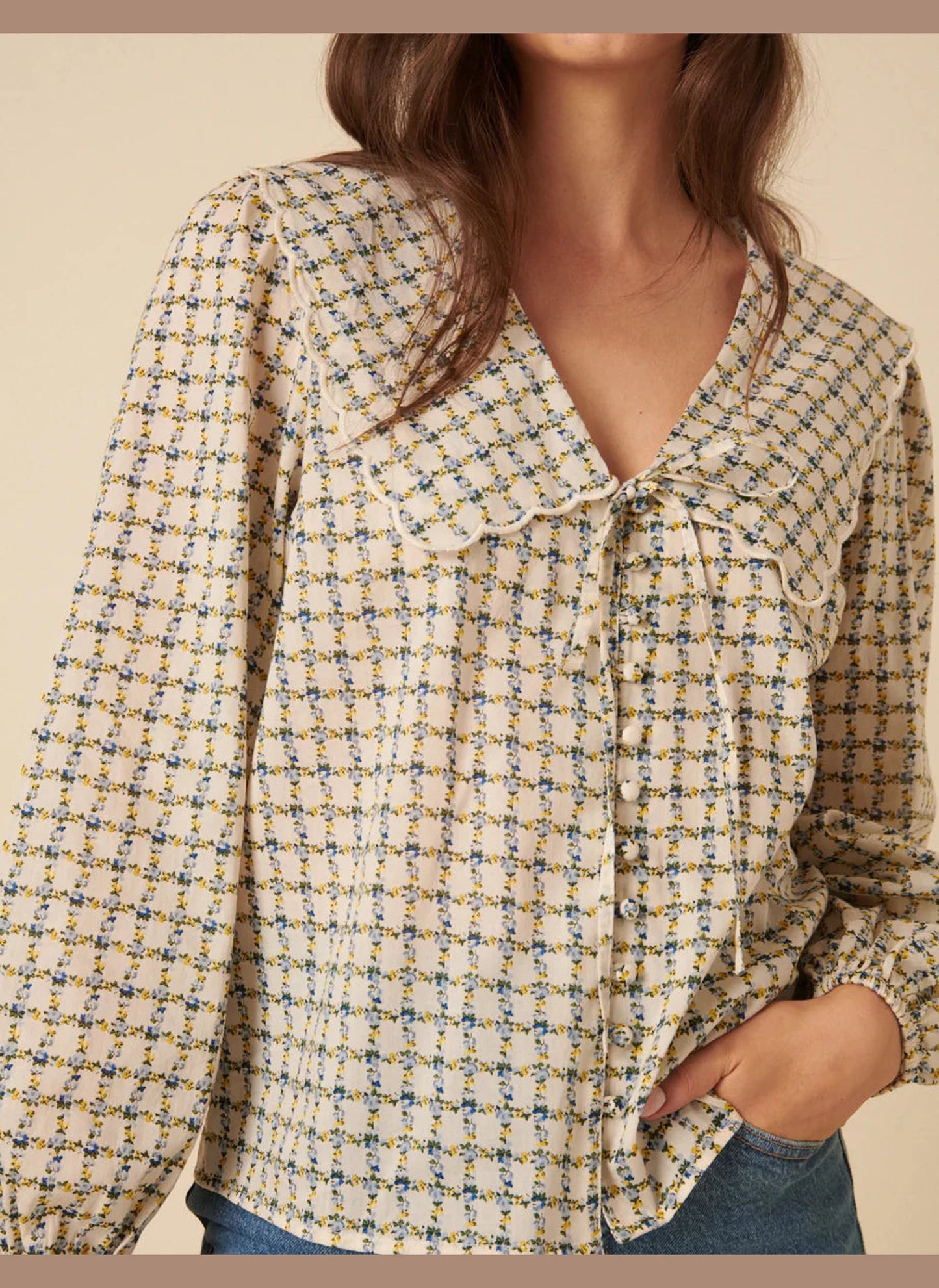 Floral Check Birdie Blouse