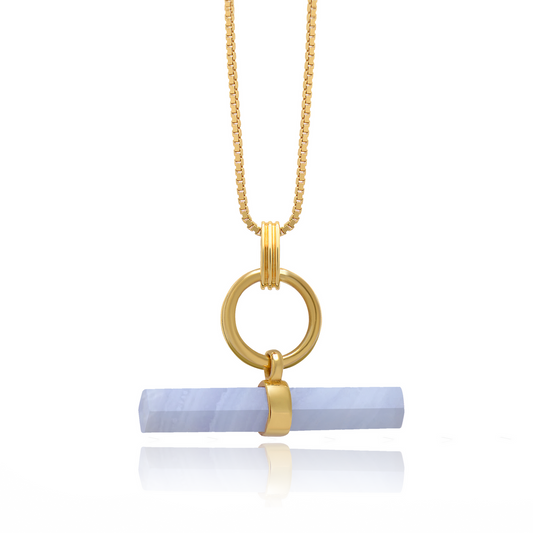 Serenity Blue Lace Agate T-Bar Necklace
