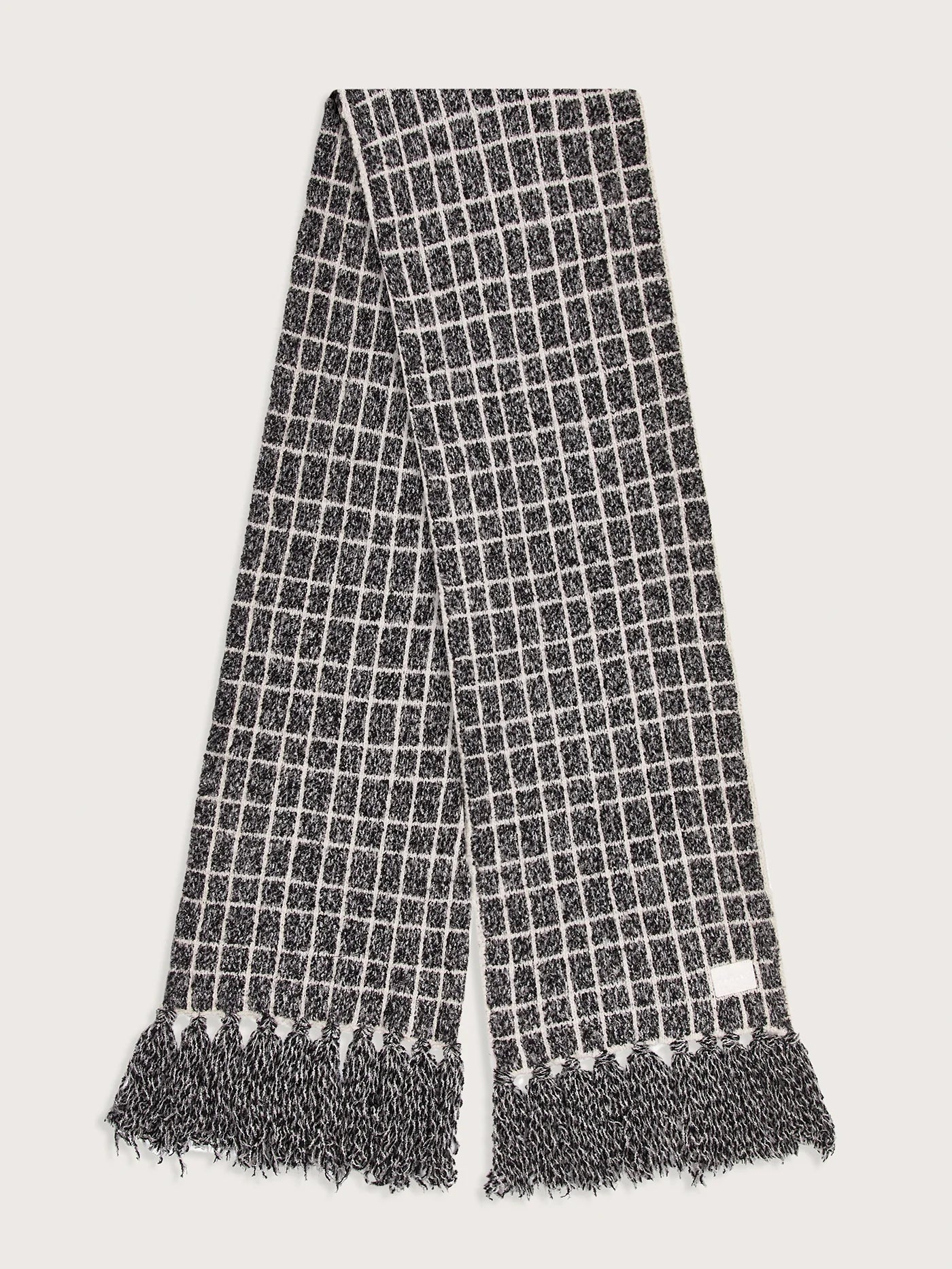 Lindsey Check Knit Scarf - Charcoal Marl