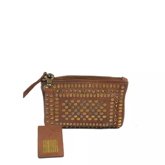 Lovington Studded Leather Wallet- Brown