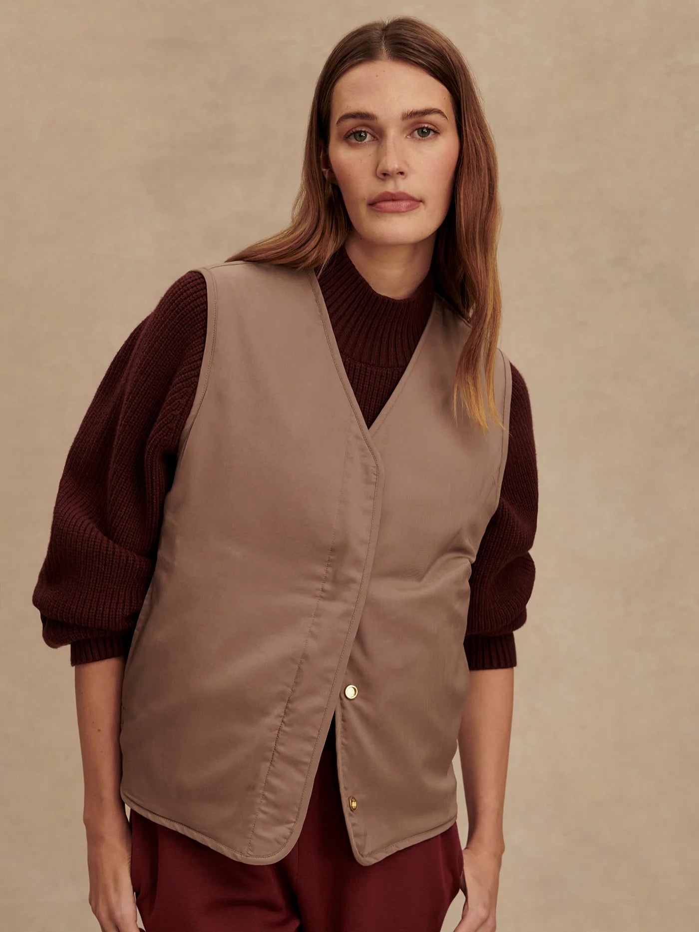 Lori Reversible Gilet - Ash Taupe/Birch