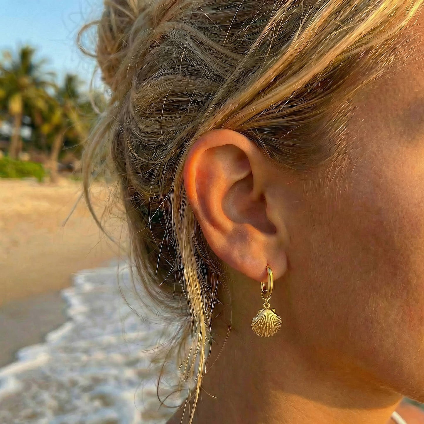 Delmar Clam Gold Hoop Earrings
