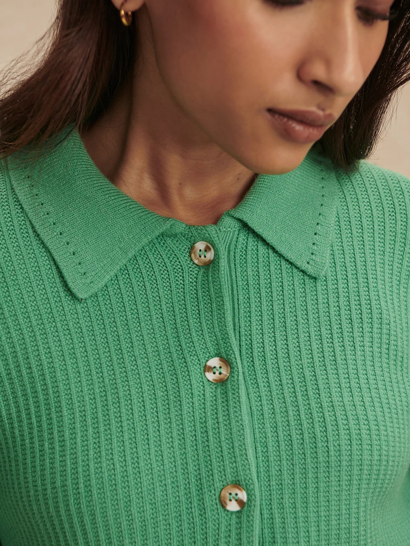 Marlie Polo Knit Sweater - Green Spruce