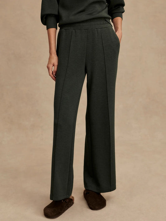 The Wide Leg Pant 30" - Olive Marl