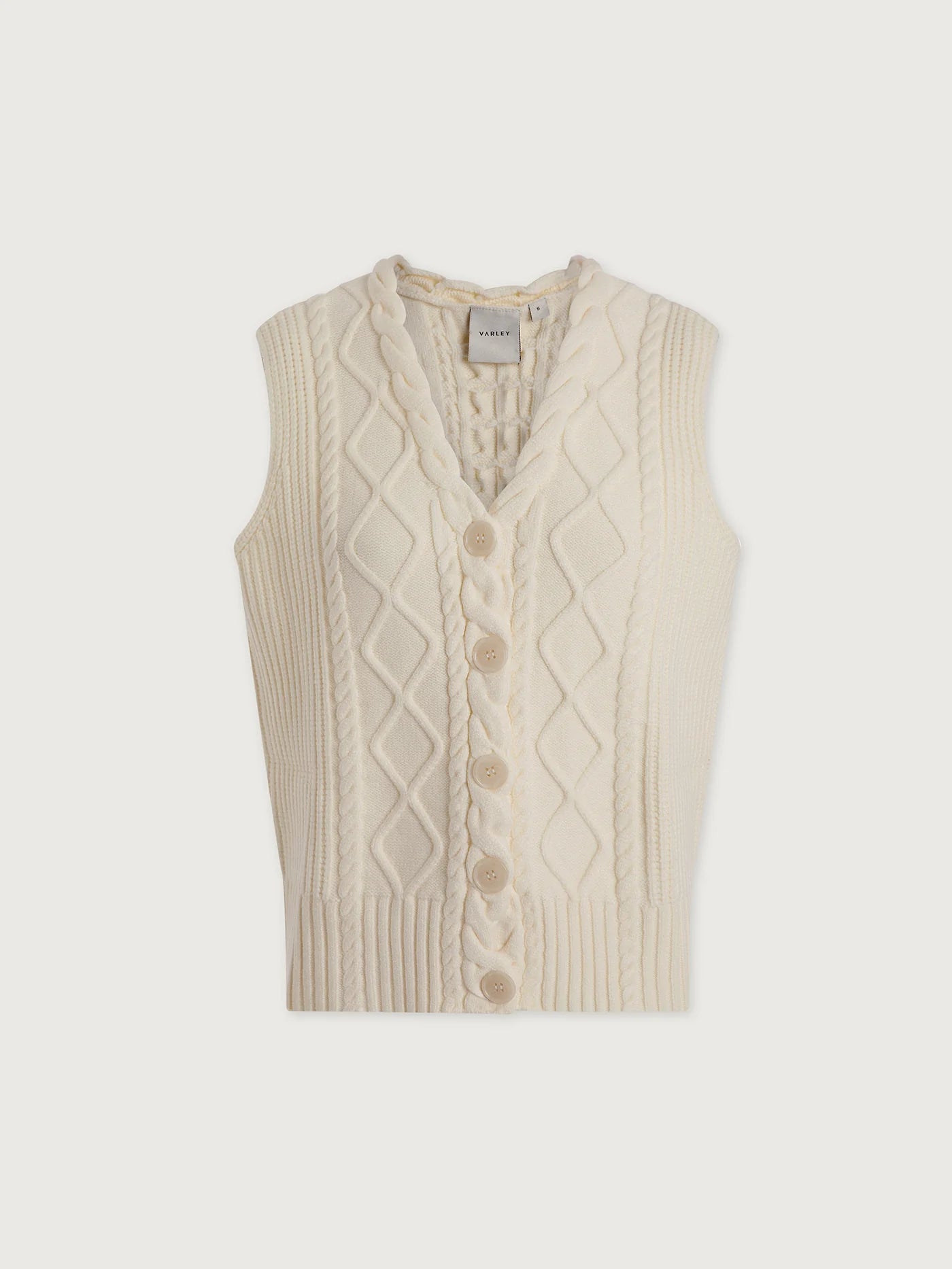 Tatyana Cable Knit Vest - Egret
