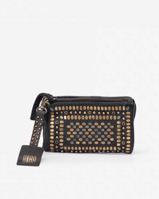 Lovington Studded Leather Wallet- Black