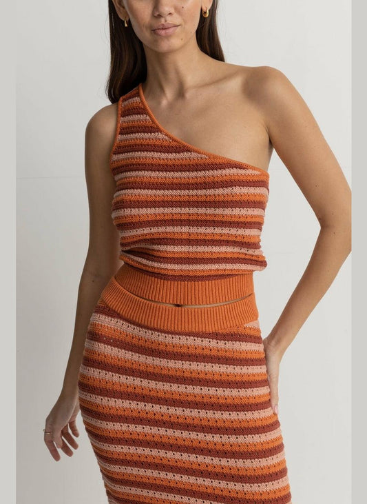 Spirit One Shoulder Knit Stripe Top