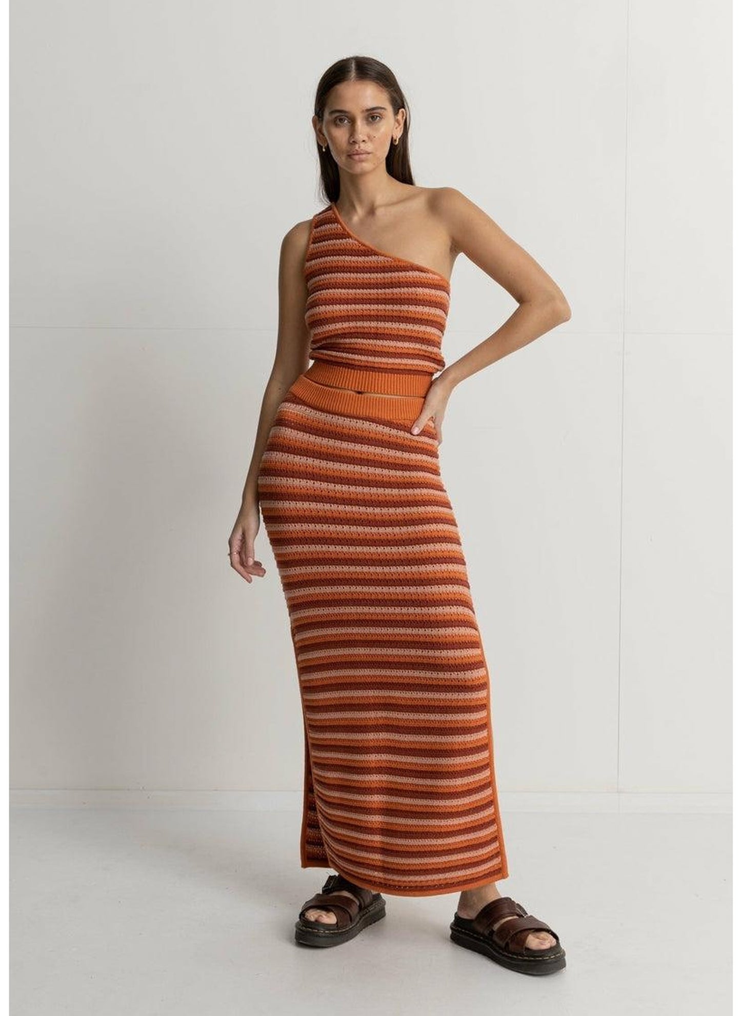 Spirit One Shoulder Knit Stripe Top