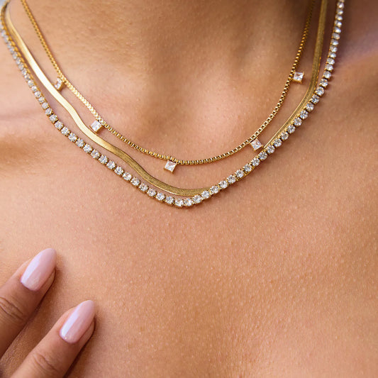 Triple Layered Sparkle Chain Necklace