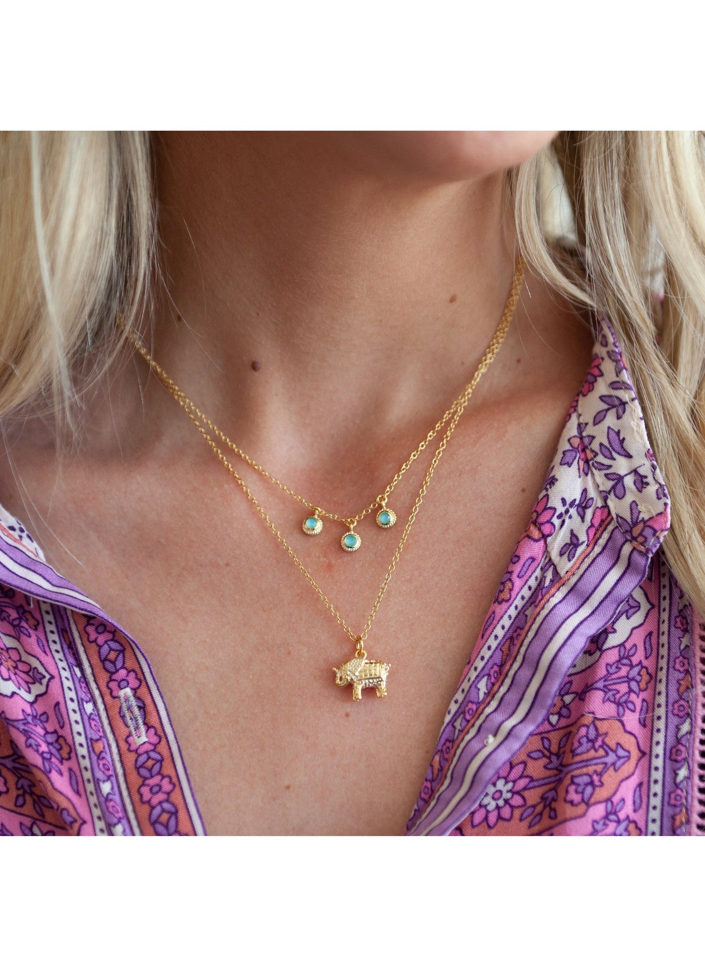 Small Elephant Charm Charity Necklace - Gold