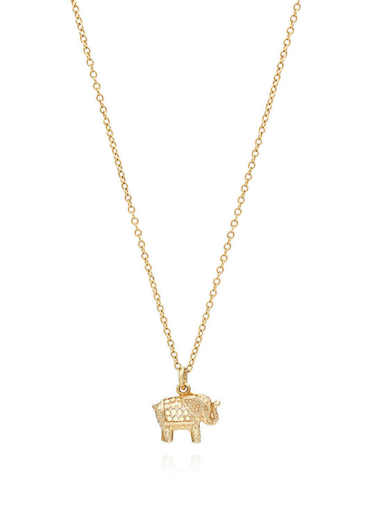 Small Elephant Charm Charity Necklace - Gold