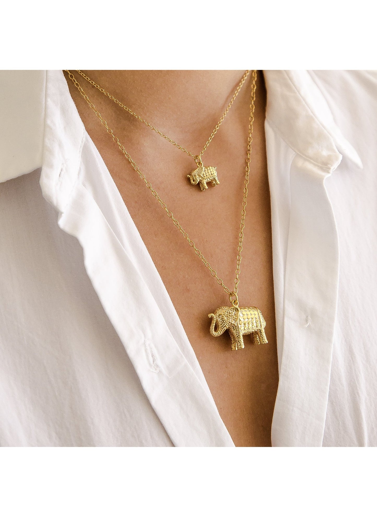 Small Elephant Charm Charity Necklace - Gold
