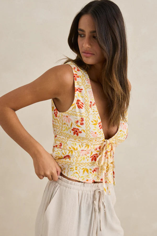 Wildflowers Tie Front Top