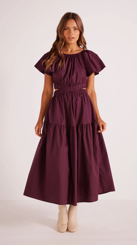 Allegra Cut Out Midi Dress - Purple