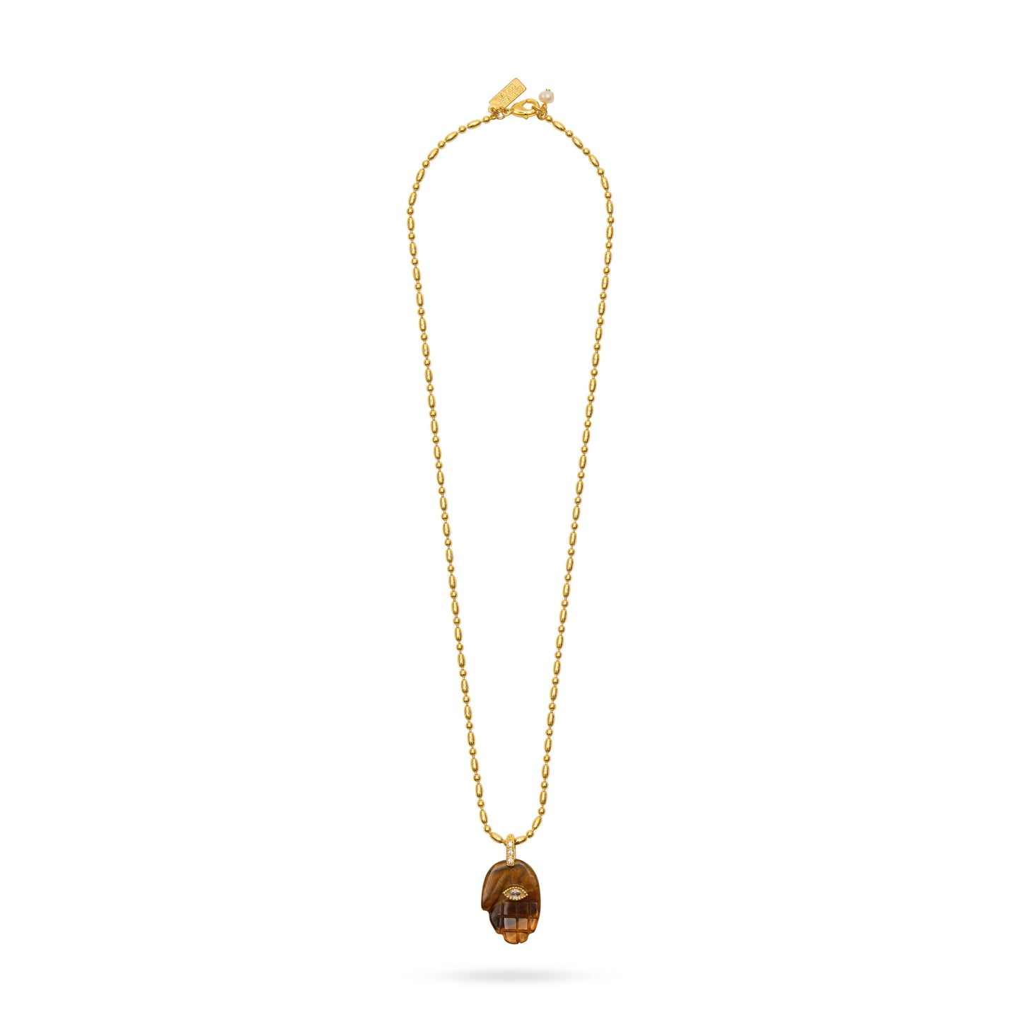 Hamsa Hand Pendant Necklace - Tiger’s Eye