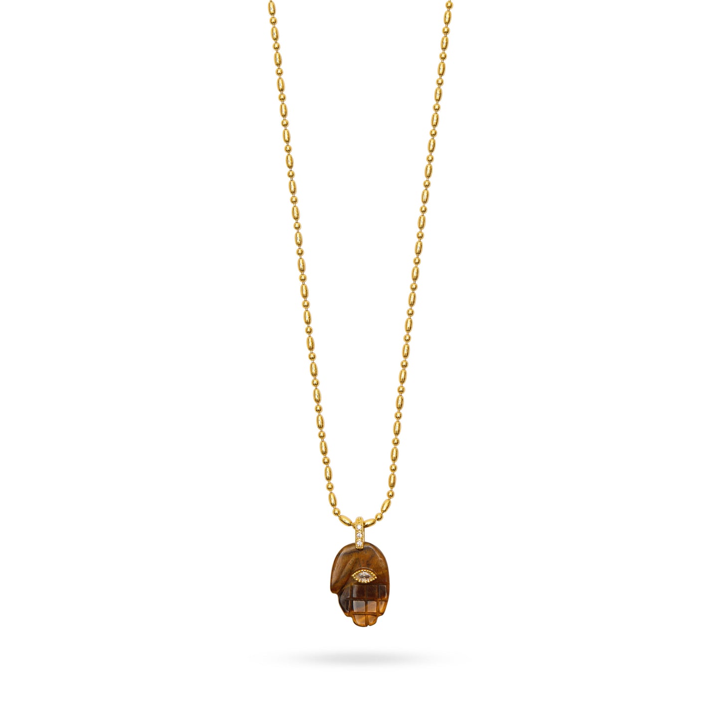 Hamsa Hand Pendant Necklace - Tiger’s Eye