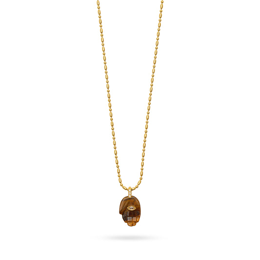 Hamsa Hand Pendant Necklace - Tiger’s Eye