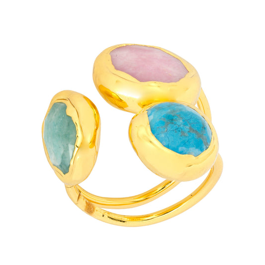 Amelie Ring Aqua & Pink