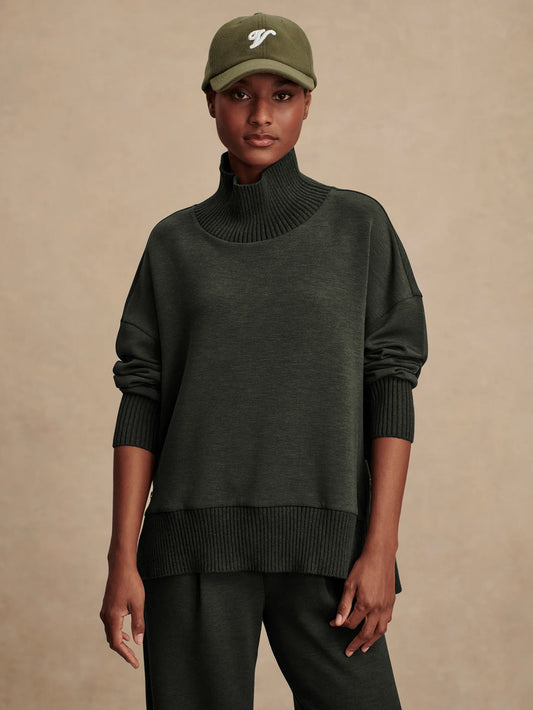 Barker High-Neck Sweat - Olive Marl