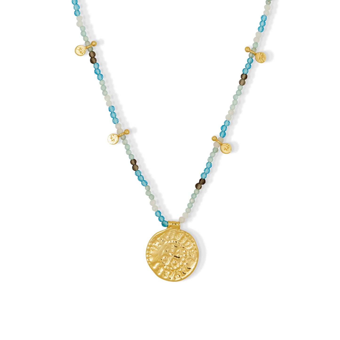 Bondi Beaded Coin Necklace Blue