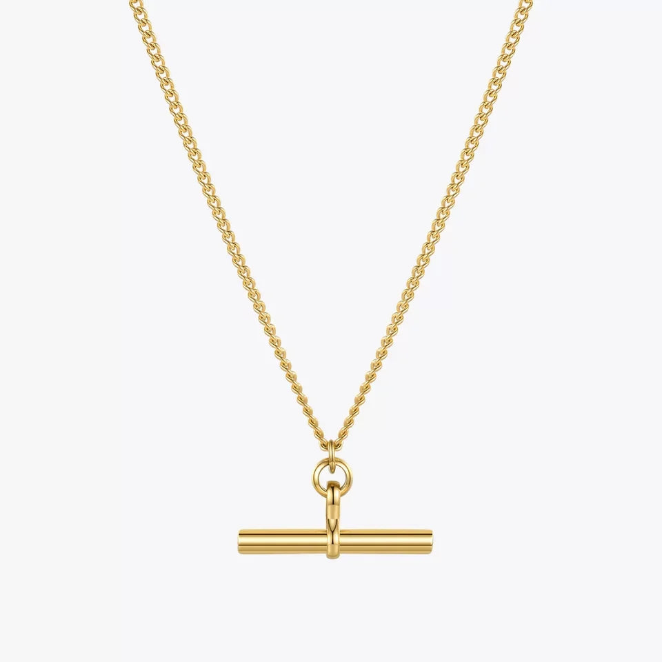 Classic T Bar Necklace - Gold