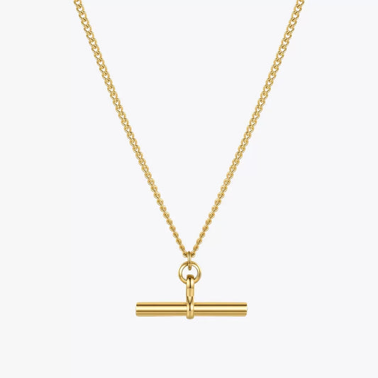 Classic T Bar Necklace - Gold