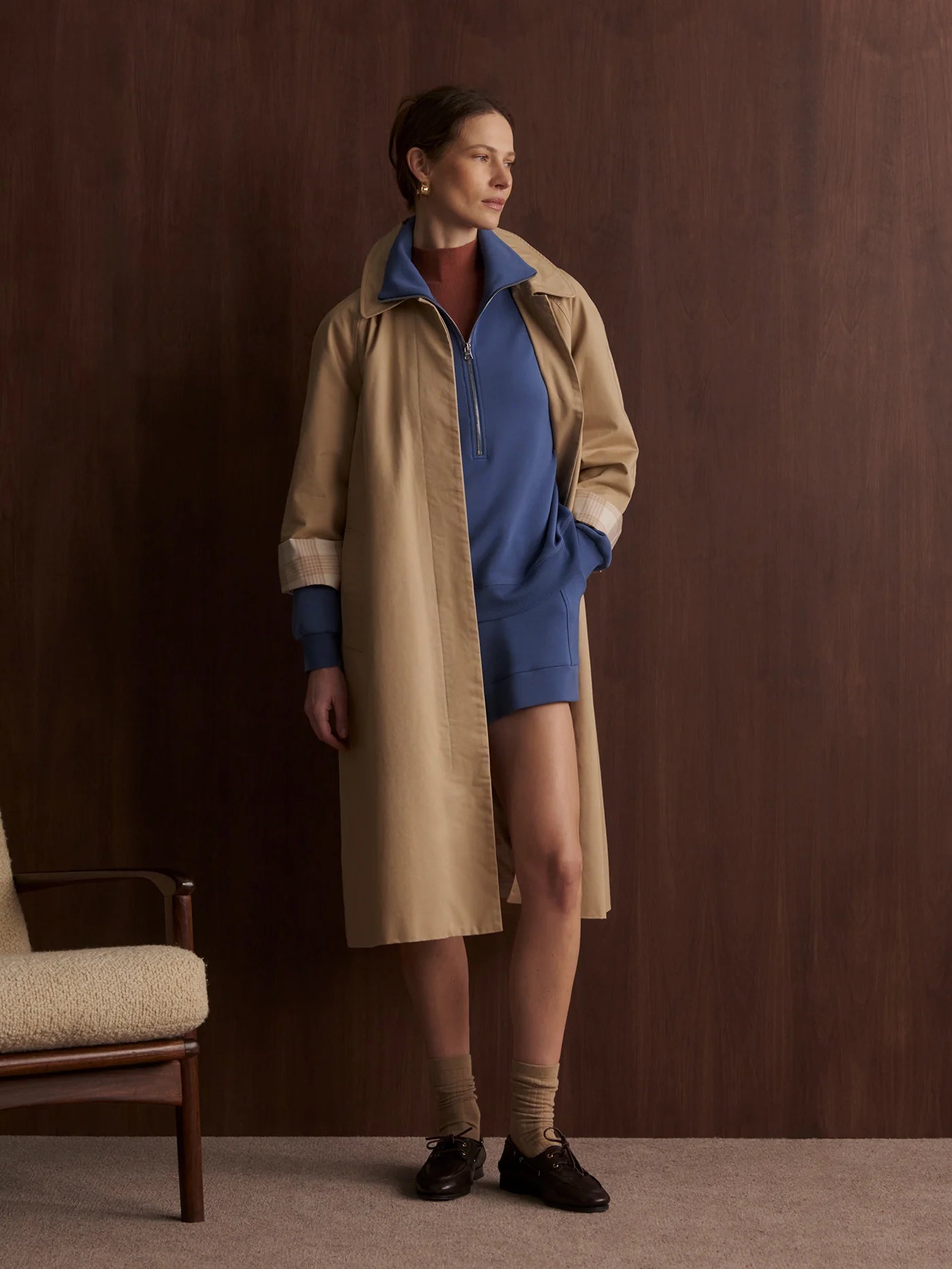 Selene Half Zip Sweat - Bijou Blue