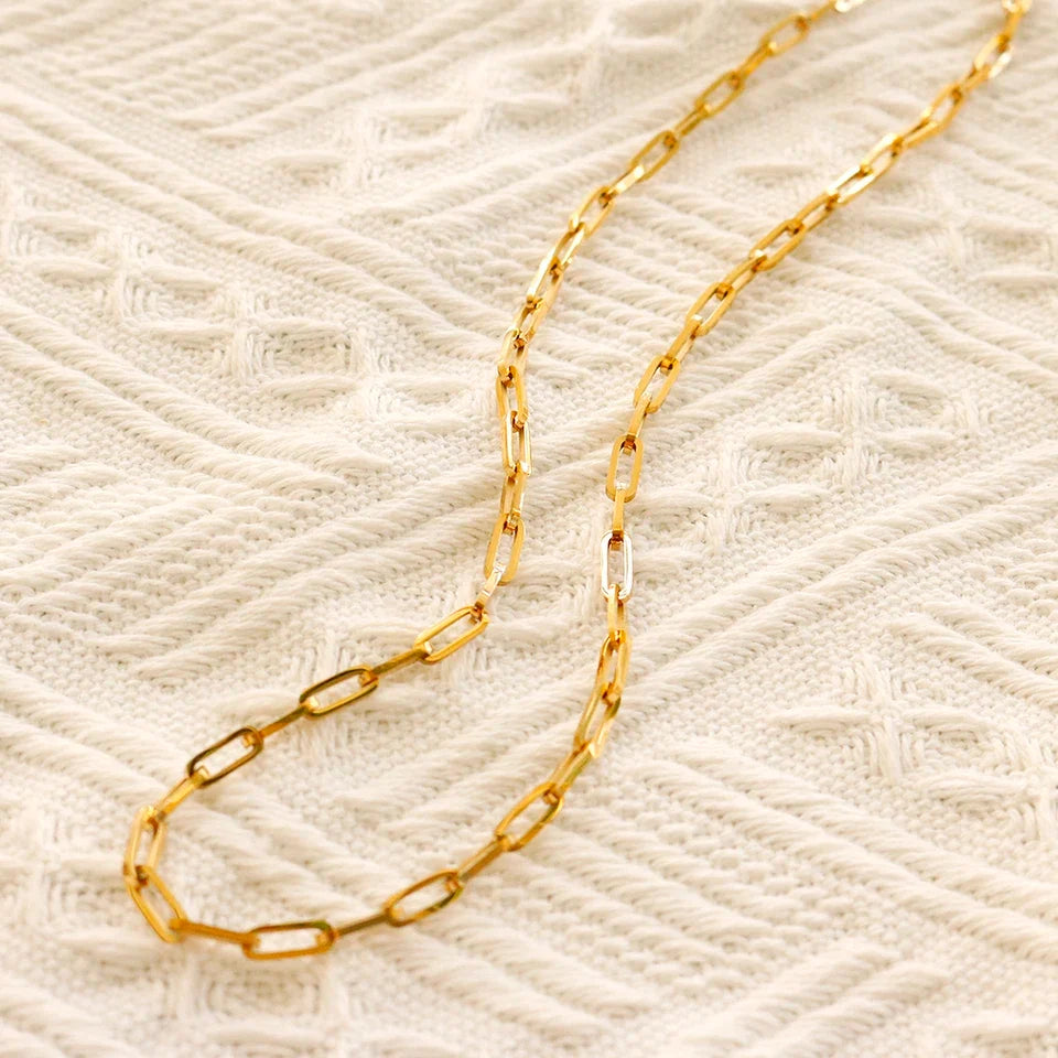 Paper Link Gold Chain Necklace