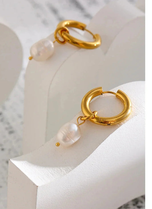 Pearl Hoop Earrings