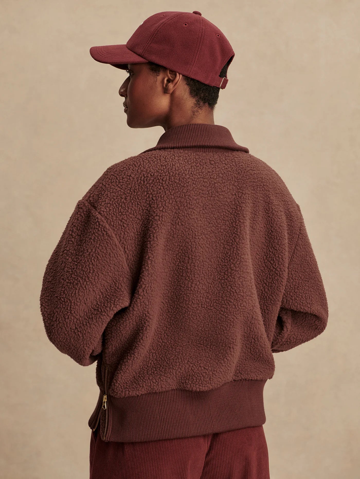 Roselle Half Zip Fleece - Deep Mahogany