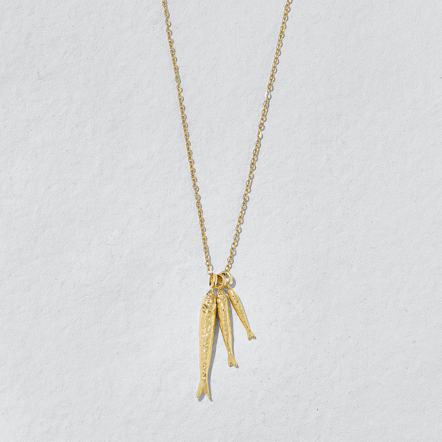 Gone Fishing Gold Charm Necklace