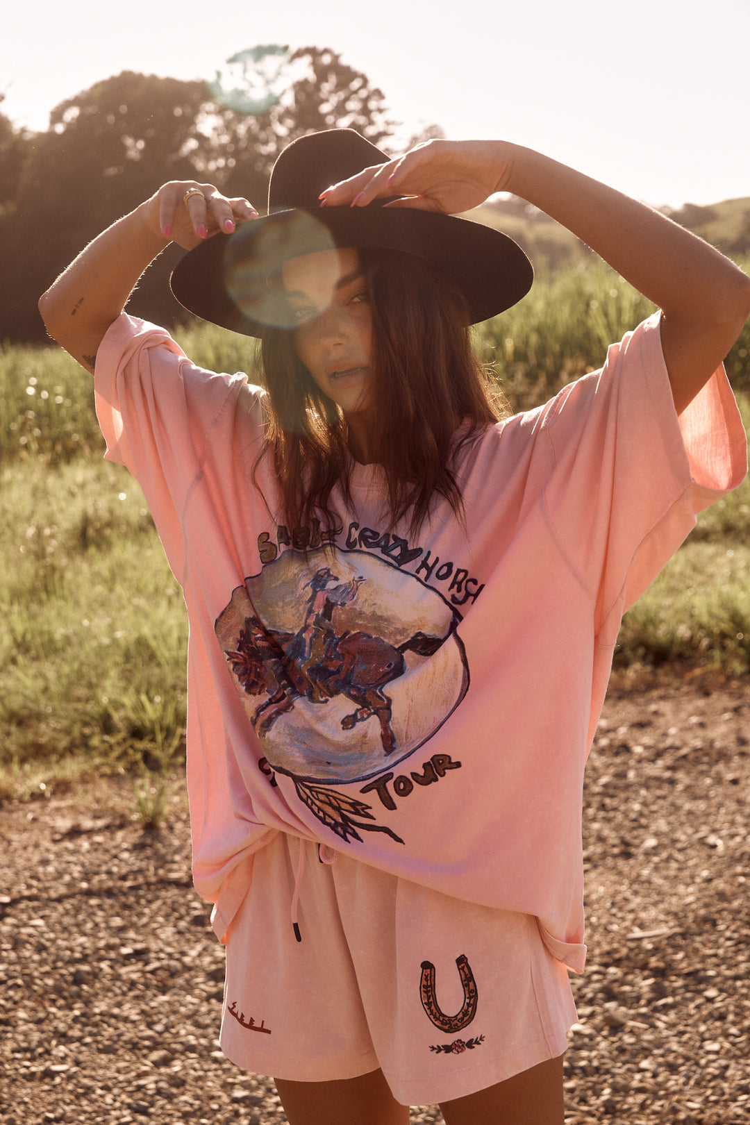 The Oversized Crazy Horse Tee - Pink
