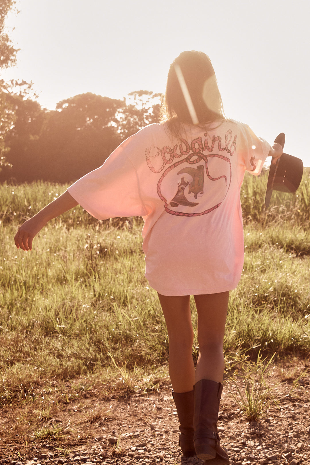 The Oversized Crazy Horse Tee - Pink
