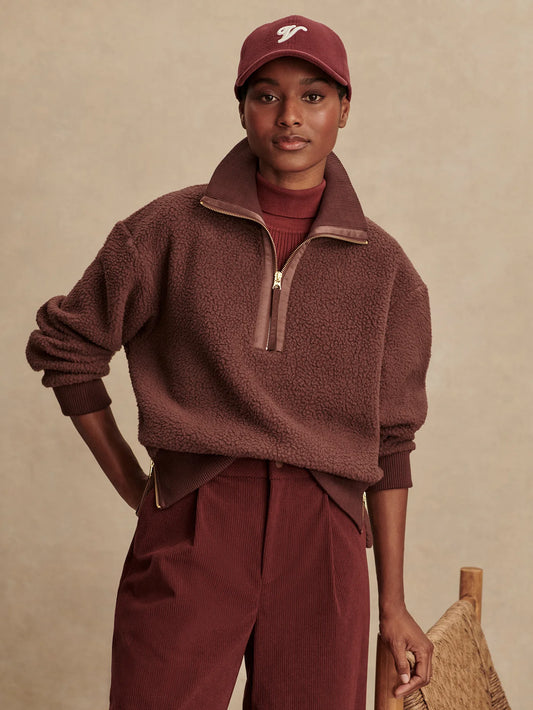Roselle Half Zip Fleece - Deep Mahogany