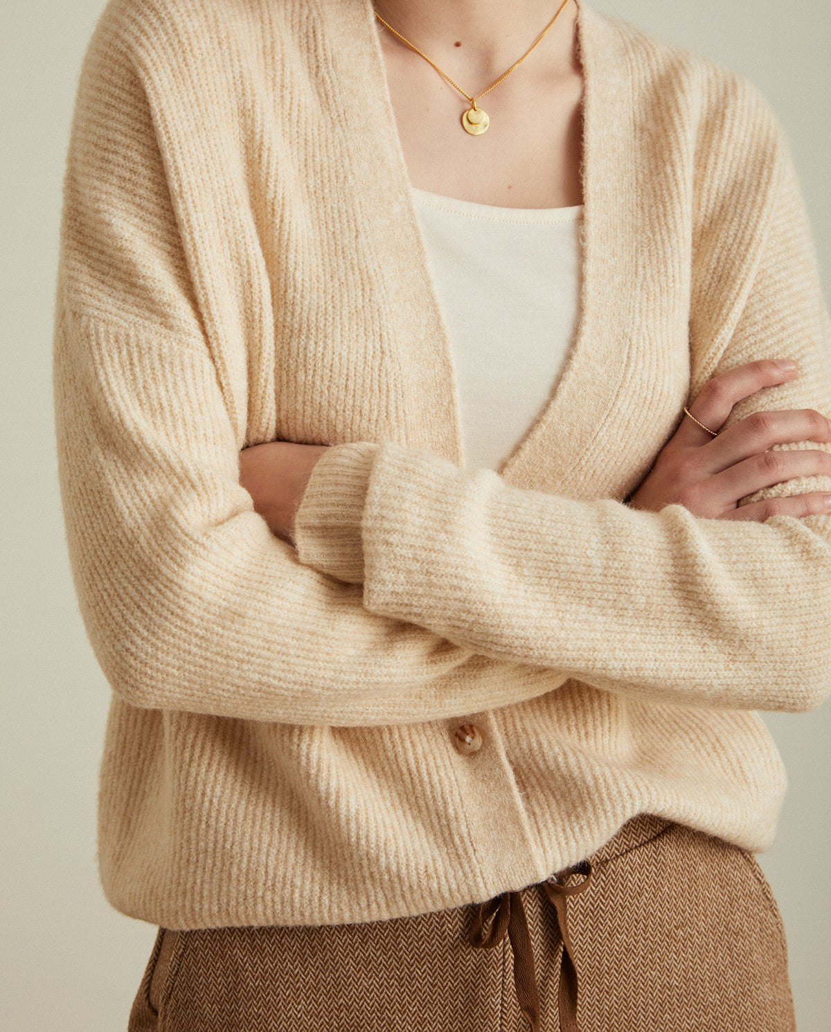 Cardigan With Buttons - Ecru