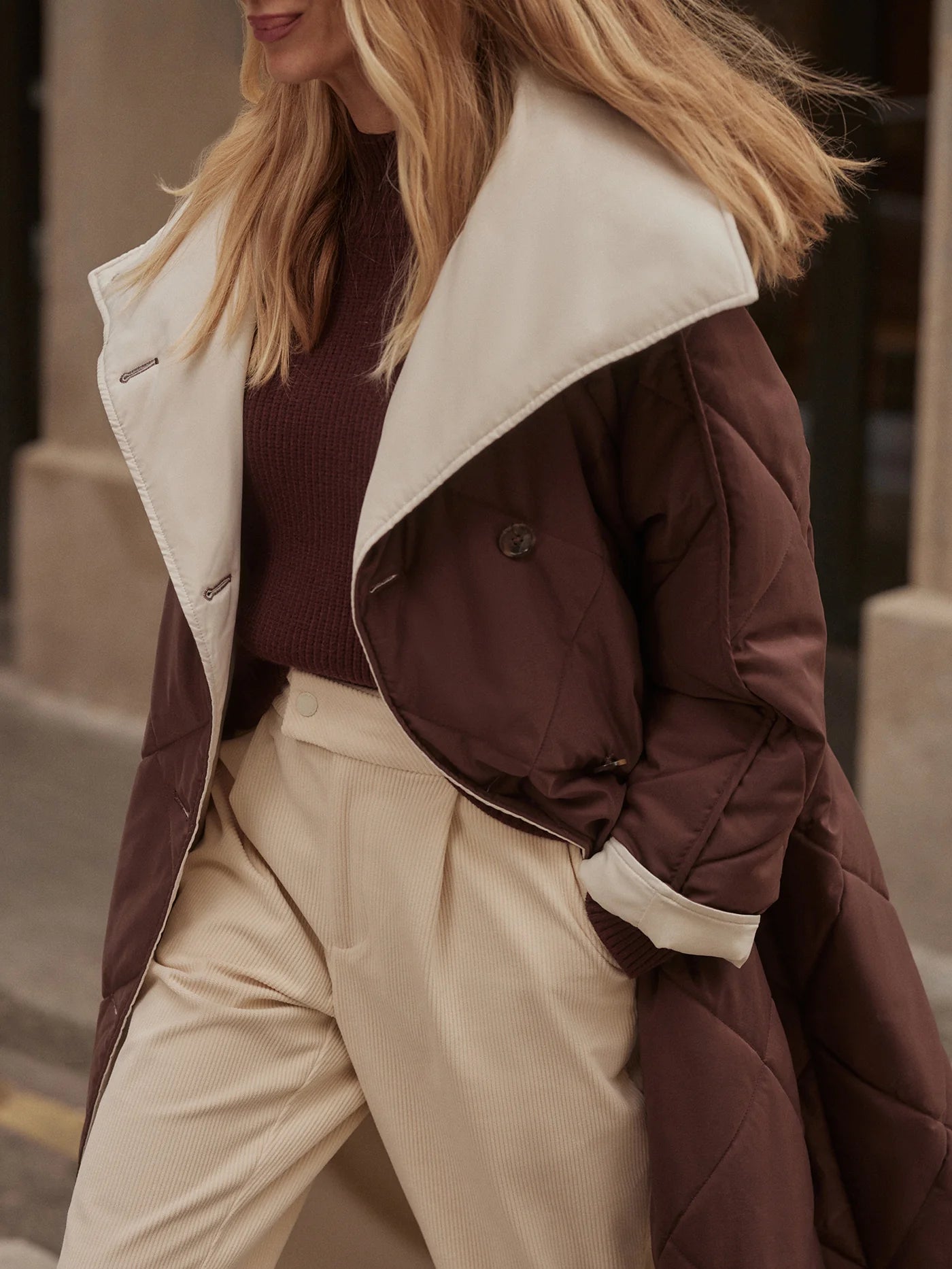 Annalise Reversible Wrap Coat - Deep Mahogany
