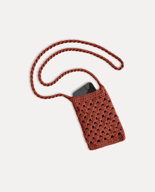 Crochet Phone Holder - Brown