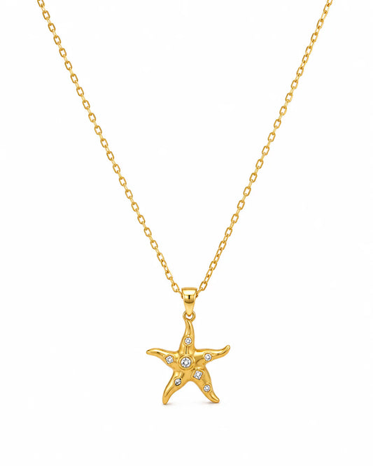 Starfish Bling Gold Plated Waterproof Necklace