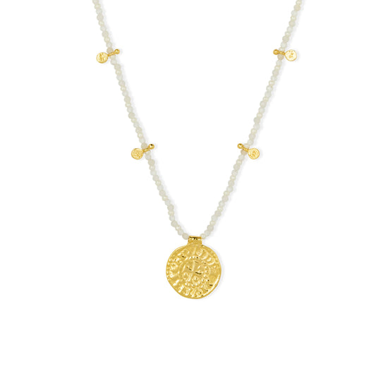 Bondi Beaded Coin Necklace White
