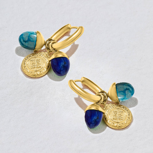 Oasis Gemstone Hoop Earrings Blue