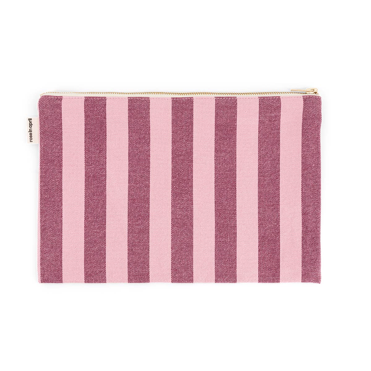 Lili Flat Pouch - Pink Burgundy Stripes