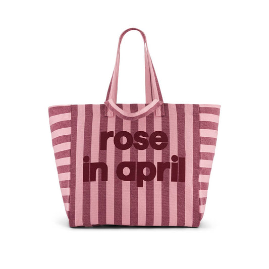 Elisa Tote Bag - Pink Burgundy Stripes