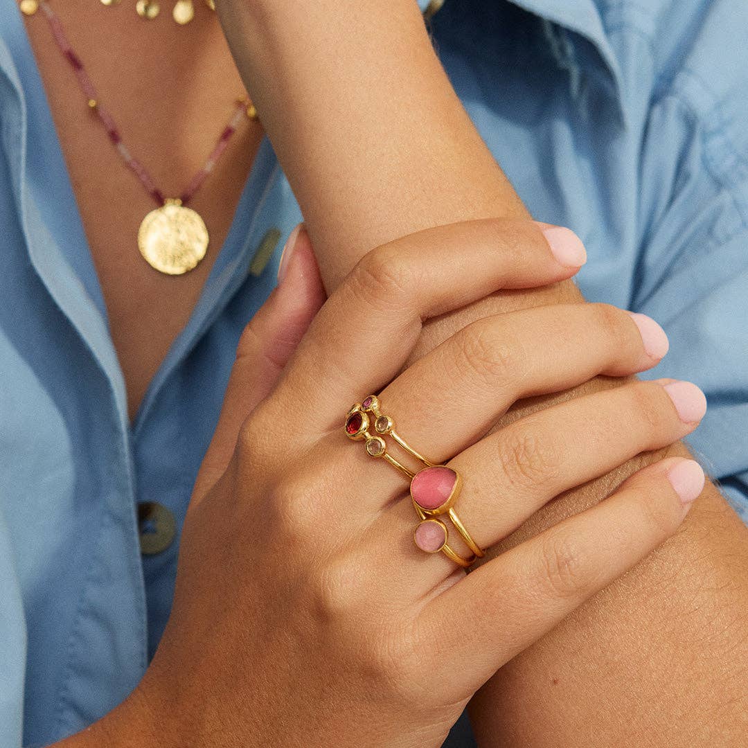 Dotty Pink Jade Ring