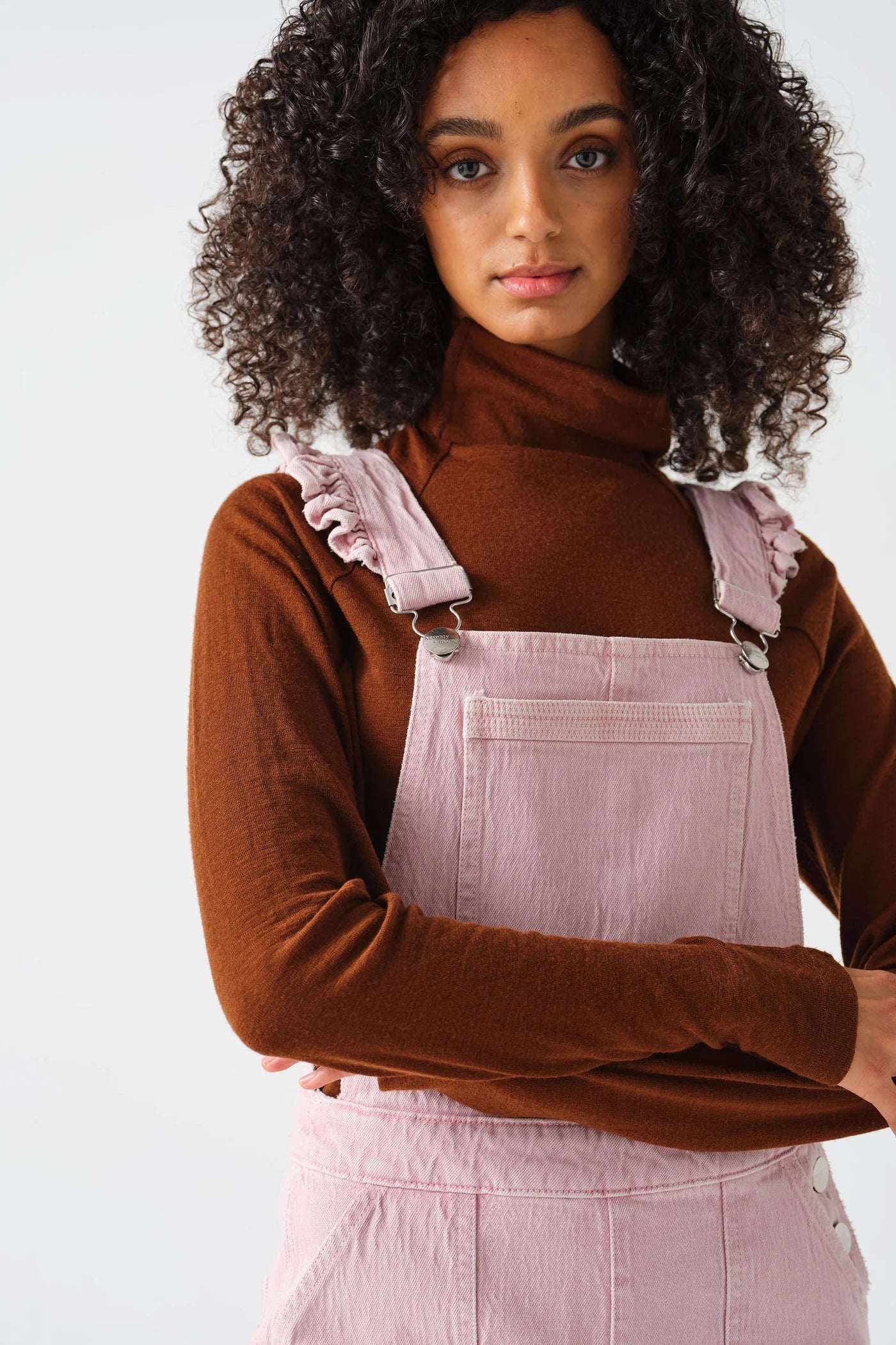 Elodie Frill Dungaree - Dusty Rose