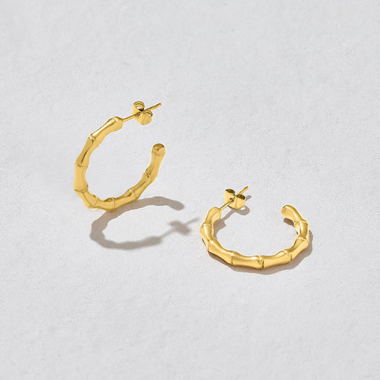 Shino Bamboo Hoop Earrings
