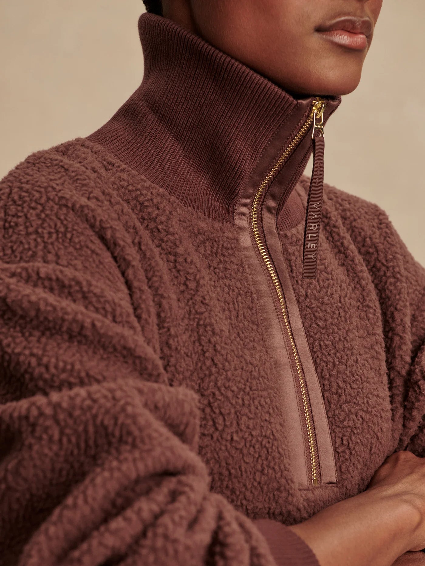 Roselle Half Zip Fleece - Deep Mahogany