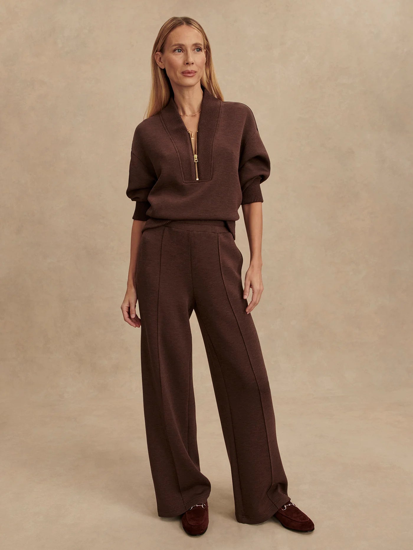 The Wide Leg Pant 30" - Coffee Bean Marl