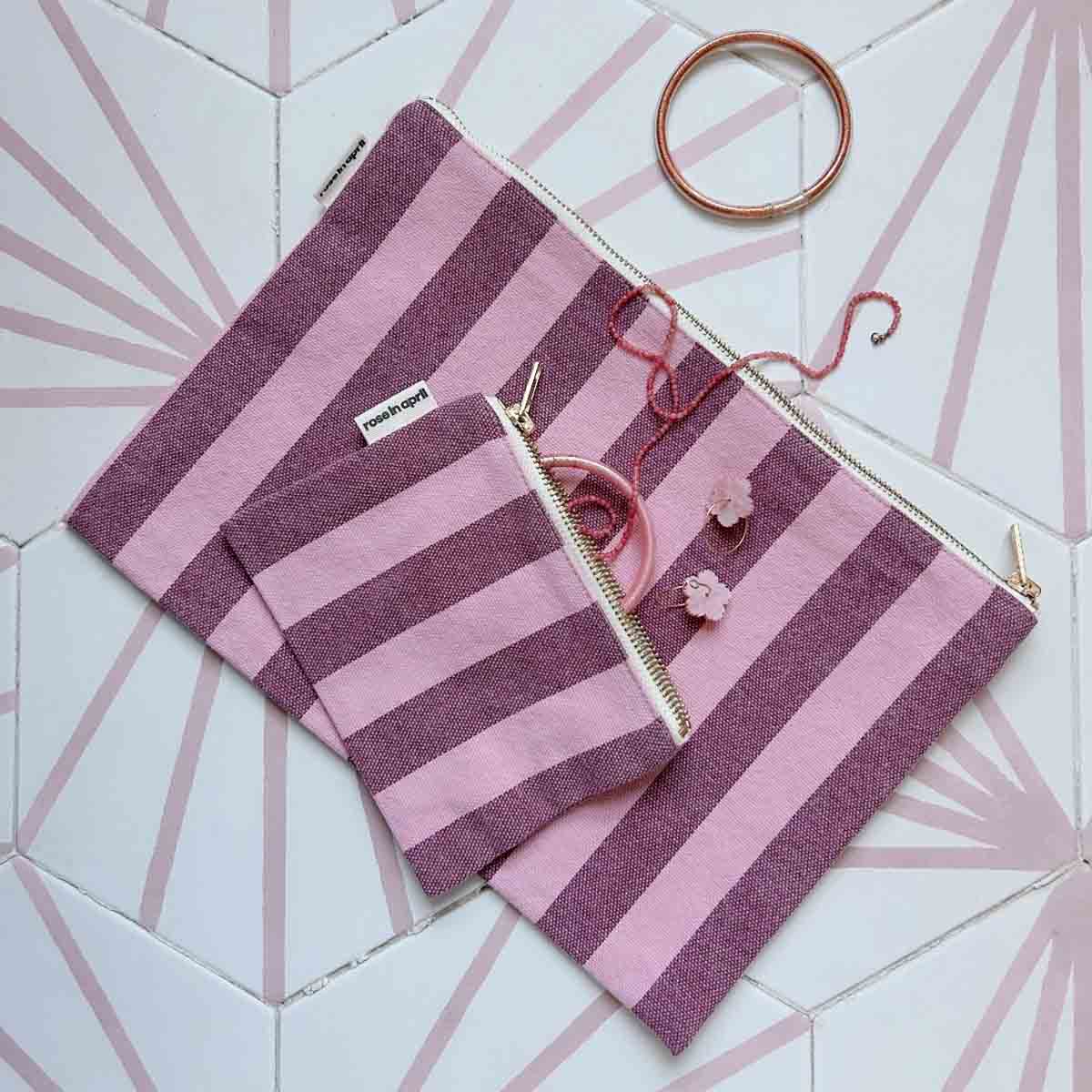 Marie Purse - Pink Burgundy Stripes